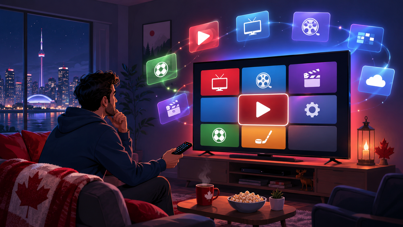 Person choosing the best IPTV apps for a Smart TV